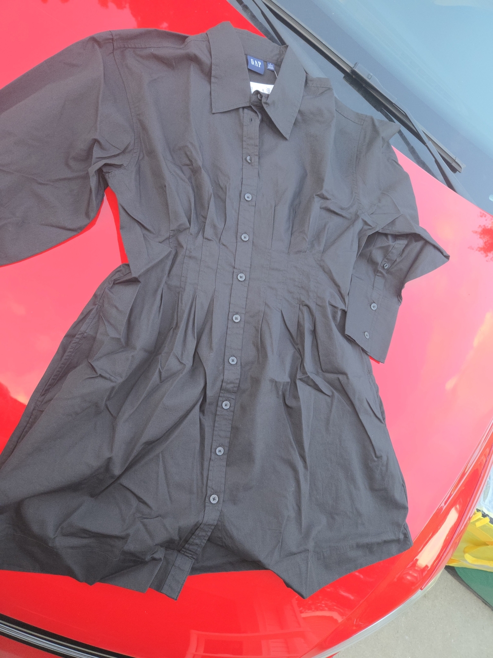 GAP Black Button-Front Shirt Dress
